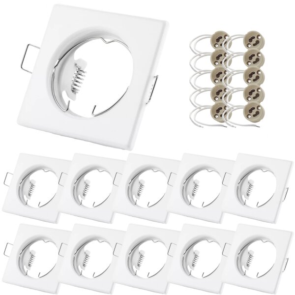 LED Einbaustrahler 10er Set 230V GU10 Eckig | Deckeneinbauspots