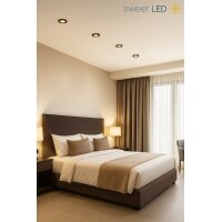 LED Einbaustrahler Glas Schwarz | 12er Set GU10 Flach Rund