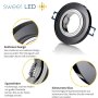 LED Einbaustrahler Glas Schwarz | 12er Set GU10 Flach Rund