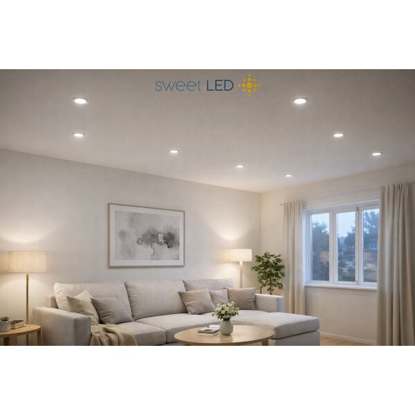 LED Einbaustrahler GU10 Alu Silber | 12er Set gebürstet Rund