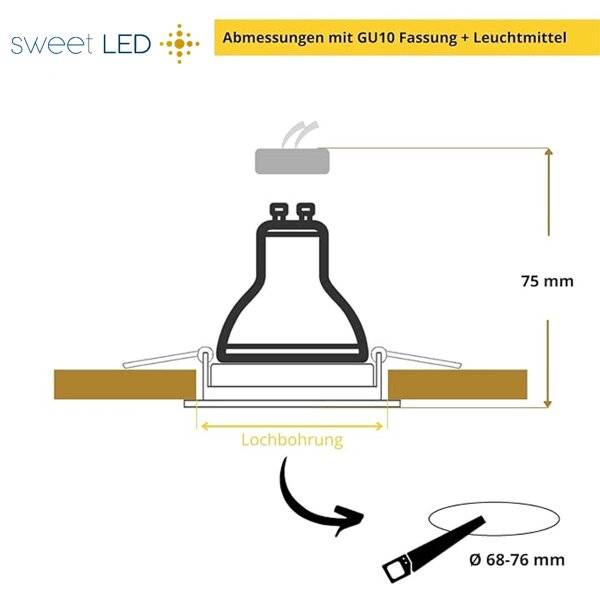 LED Einbaustrahler GU10 Alu Silber | 12er Set gebürstet Rund