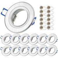 LED Einbaustrahler GU10 Alu Silber | 12er Set...
