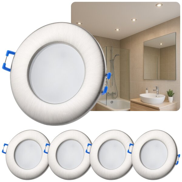 IP44 Einbaustrahler Bad 230V | 5er Set Warmweiß Chrom 6,5W