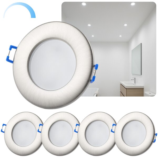 IP44 Einbaustrahler Bad 5er Set | Dimmbar Kaltweiß 6,5W Flach