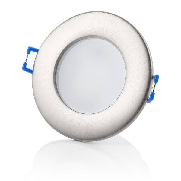 Bad Einbaustrahler LED Flach - 10er SET Led Deckenleuchte Dimmbar 6.5W Kaltweiß Chrom Gebürstet - Einbauspots LED 30 mm Einbautiefe Sparpack