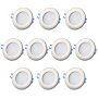 Bad Einbaustrahler LED Flach - 10er SET Led Deckenleuchte Dimmbar 6.5W Kaltweiß Chrom Gebürstet - Einbauspots LED 30 mm Einbautiefe Sparpack