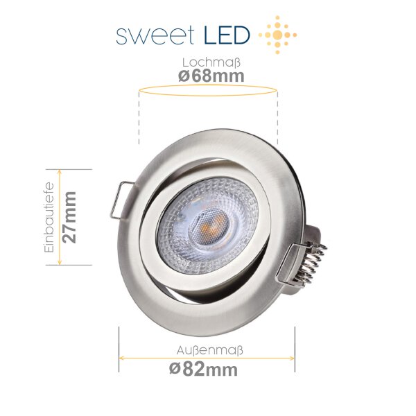 LED Einbaustrahler 3 Step Dimmbar Flach Chrom 5W warmweiß Sparpack