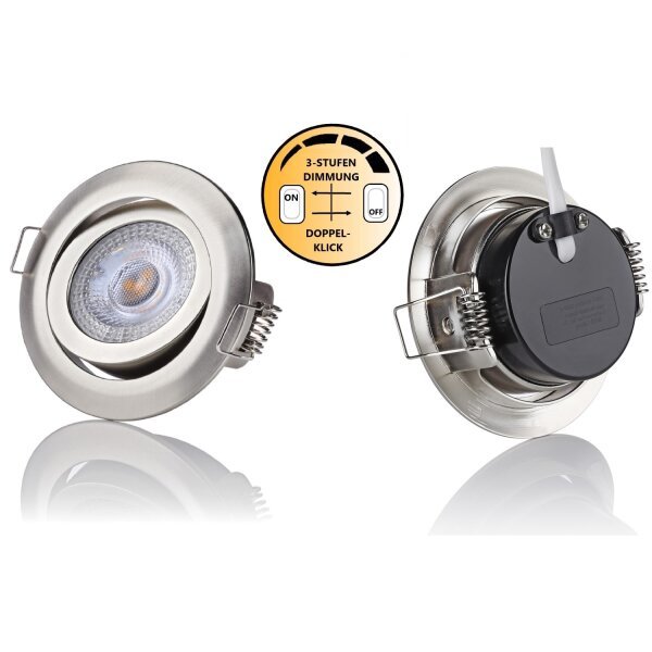 LED Einbaustrahler flach 230V - Led Lampe Decke dimmbar - 6er Sparpack - LED Deckenstrahler 230 Volt flach chrom 5W  kaltweiß 6500K