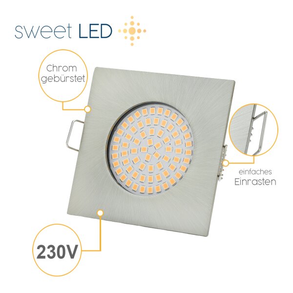 LED Einbaustrahler 6er Set 3,5W | Flach 65mm Einbauleuchten