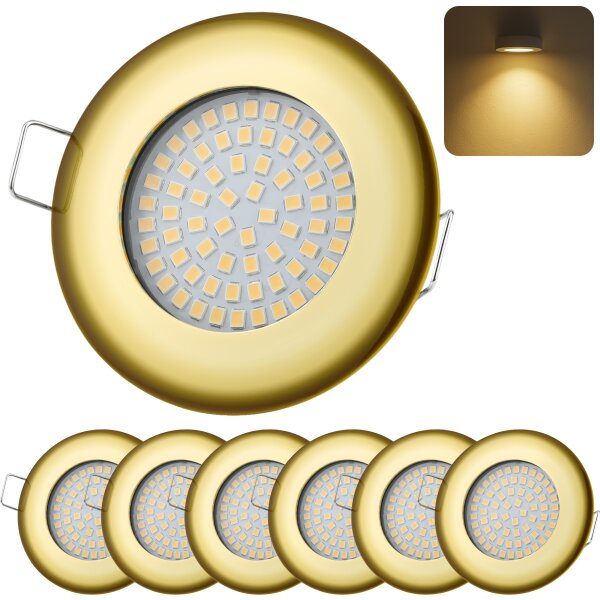 LED Einbaustrahler Dimmbar Warmweiß | 6er Set Gold 230V Spots 5W