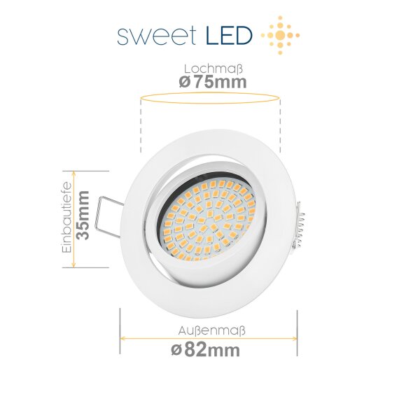 LED Einbaustrahler 5W Dimmbar Warmweiß | 6er Set 230V Spots