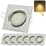 6er Set LED Einbaustrahler Flach Chrom | Dimmbar 5W 230V 3000K