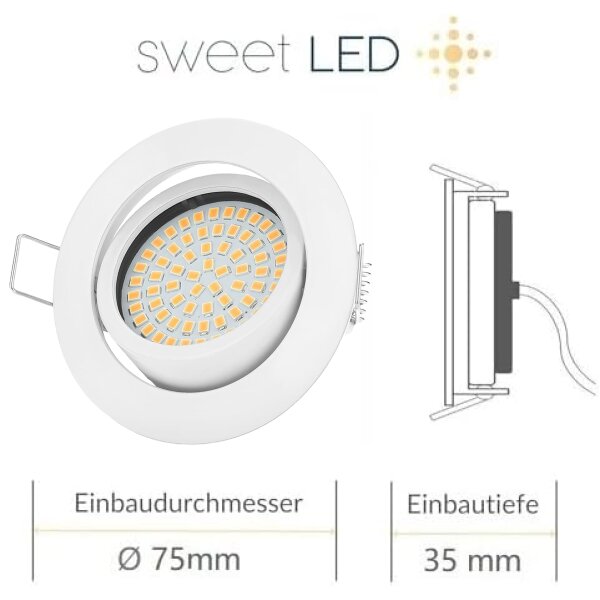 LED Einbaustrahler Weiß 6er Set | Dimmbar Kaltweiß 5W 230V