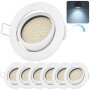 LED Einbaustrahler Weiß 6er Set | Dimmbar Kaltweiß 5W 230V