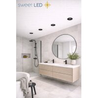 IP44 Einbaurahmen Bad Schwarz 4er Set | Rund Alu GU10...