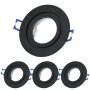 IP44 Einbaurahmen Bad Schwarz 4er Set | Rund Alu GU10 Fassung