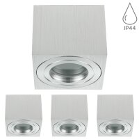 4er Set Eckig LED Aufbaustrahler IP44 Bad | Alu...