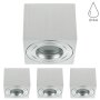 4er Set Eckig LED Aufbaustrahler IP44 Bad | Alu Gebürstet Aluminium | 230V Aufputz Deckenspot 80x80mm