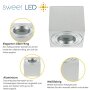 4er Set Eckig LED Aufbaustrahler IP44 Bad | Alu Gebürstet Aluminium | 230V Aufputz Deckenspot 80x80mm