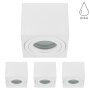 IP44 LED Bad Aufbaustrahler 4er Set | Weiß Matt Eckig Aluminium | 230V Aufputz Deckenspots Flach 65mm 80x80mm