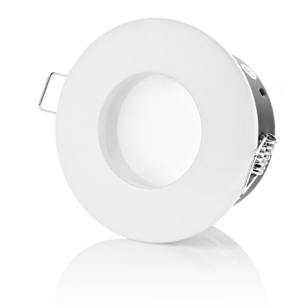 IP54 LED Einbaurahmen Bad 230V | Weiß Matt Aluminium Ø75mm