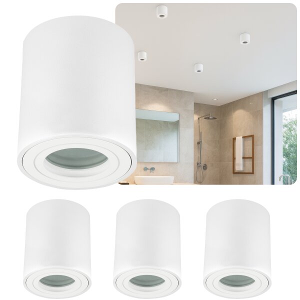 IP44 GU10 LED Aufbaustrahler Bad - Aufbauspot Alu Weiß Matt 230V (Ohne Leuchtmittel)