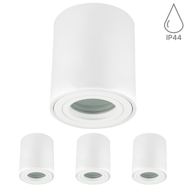 LED Aufbauspot GU10 IP44 4er Set | rund weiß Bad Deckenstrahler