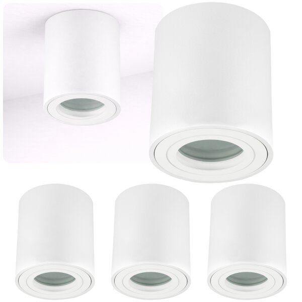 LED Aufbauspot GU10 IP44 4er Set | rund weiß Bad Deckenstrahler