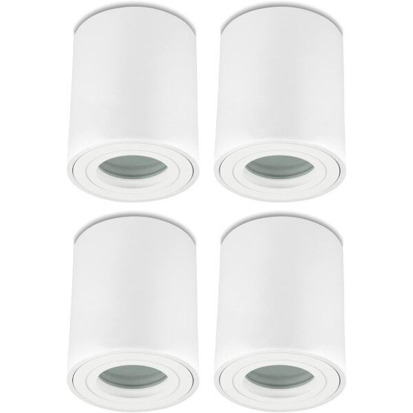 LED Aufbauspot GU10 IP44 4er Set | rund weiß Bad Deckenstrahler
