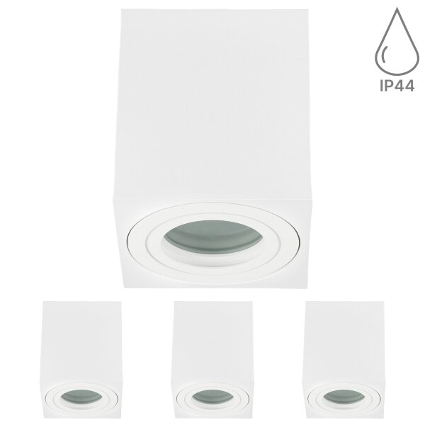 LED Aufbaustrahler GU10 IP44 4er Set weiß | Spots eckig Bad