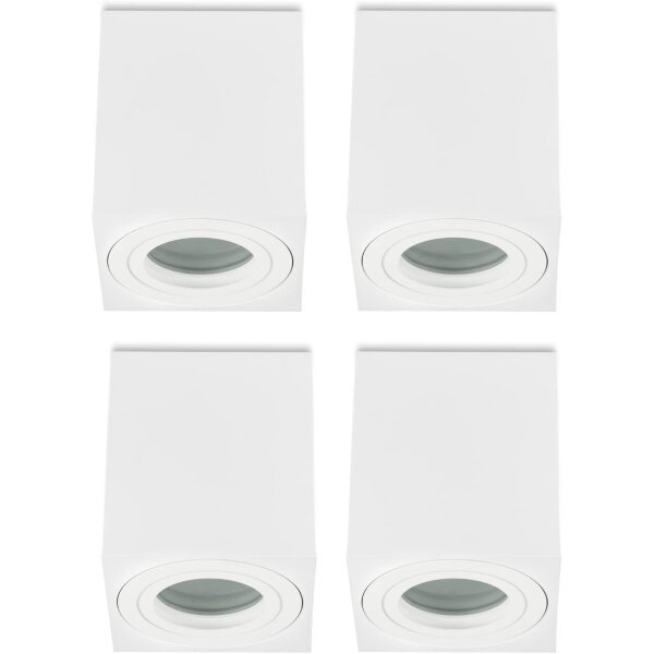 LED Aufbaustrahler GU10 IP44 4er Set weiß | Spots eckig Bad