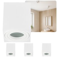 IP44 GU10 LED Aufbaustrahler Bad - Eckig Weiß Matt...