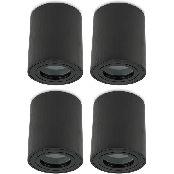 Aufbaustrahler LED GU10 IP44 4er Set | schwarz rund Bad Decke