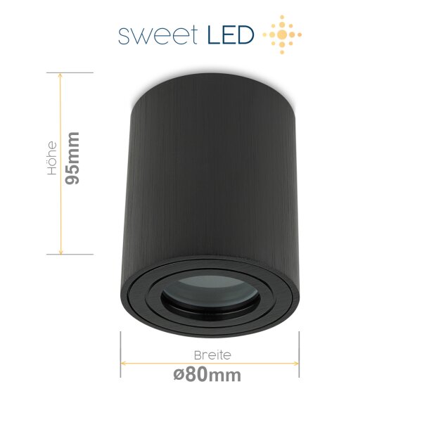 IP44 GU10 LED Aufbaustrahler Bad Schwarz | 4er Set Aufbauspot Decke (Ohne Leuchtmittel)