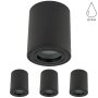 Aufbaustrahler LED GU10 IP44 4er Set | schwarz rund Bad Decke
