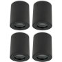 IP44 GU10 LED Aufbaustrahler Bad Schwarz | 4er Set Aufbauspot Decke (Ohne Leuchtmittel)