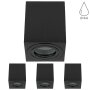 LED Deckenstrahler GU10 IP44 4er Set schwarz | Aufbauspots eckig
