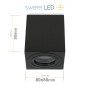 LED Deckenstrahler GU10 IP44 4er Set schwarz | Aufbauspots eckig