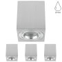 LED Aufbauspots GU10 IP44 4er Set Alu | Spots eckig Bad Decke