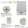 LED Aufbauspots GU10 IP44 4er Set Alu | Spots eckig Bad Decke