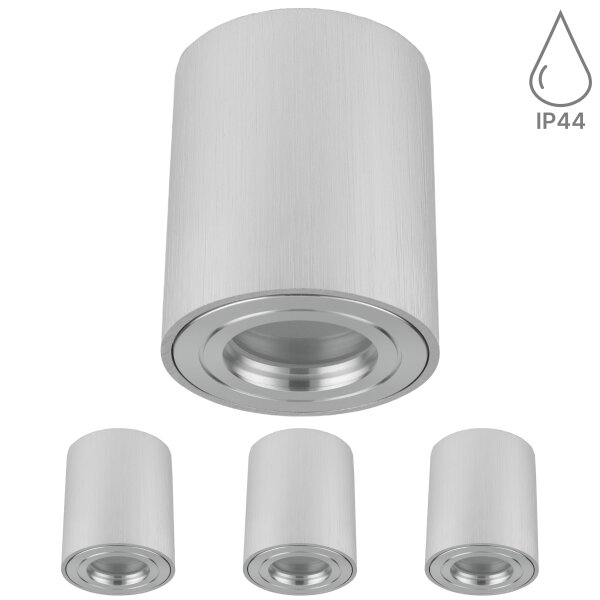 LED Aufbauspot GU10 4er Set IP44 Alu | rund 230V Bad