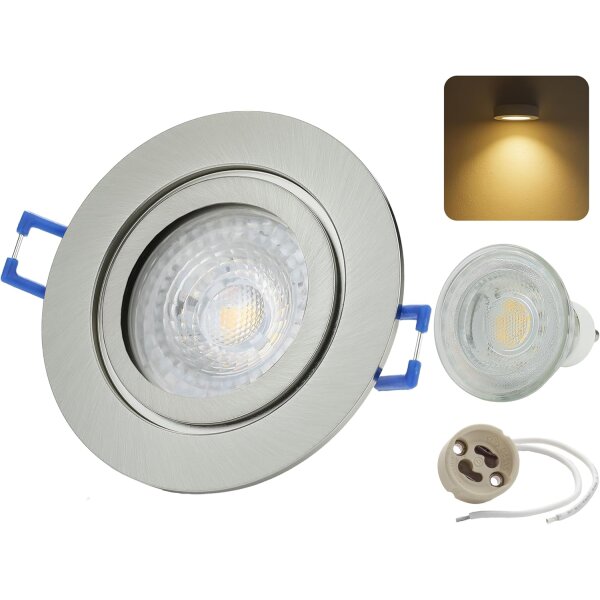 LED Einbaustrahler IP44 Chrom | GU10 7W Warmweiß Bad Spot