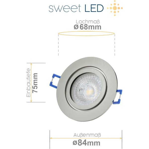 LED Einbaustrahler IP44 Chrom | GU10 7W Warmweiß Bad Spot