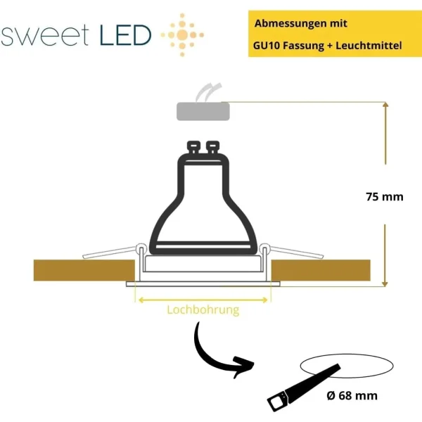 LED Einbaustrahler GU10 | LED Einbauspots 230V 6er Set 5W 3000K Schwarz