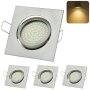 LED Einbaustrahler 3,5W 230V 3000K Warmweiß | 4er Set Eckig Chrom