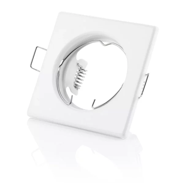 GU10 LED Einbaurahmen Eckig Weiß | Gehäuse Alu 230V Flach Ø55mm