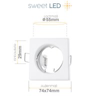 GU10 LED Einbaurahmen Eckig Weiß | Gehäuse Alu...