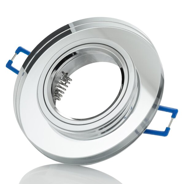 Led Spots 230V - LED Einbaustrahler GU10 Flach Glas Transparent - Einbaurahmen ohne Leuchtmittel mit Klickverschluss - 25 mm Einbautiefe