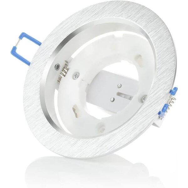 LED Einbaustrahler flach in Alu gebürstet GX53 LED  - deckenstrahler LED 230 Volt 8W 750 Lumen - Lochmaß 95mm - LED Spots decke 4000K - 3er Sparpack