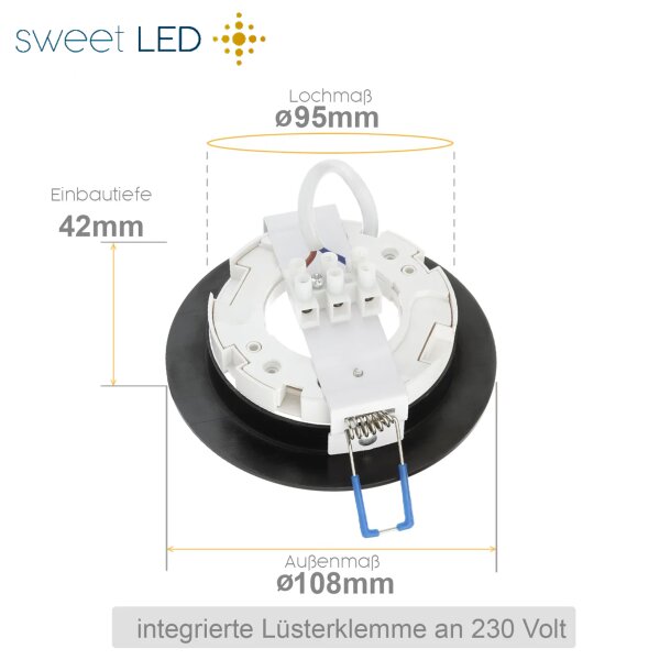 3er Set GX53 Einbaustrahler Schwarz Alu | 8,2W NW 230V Ø95mm